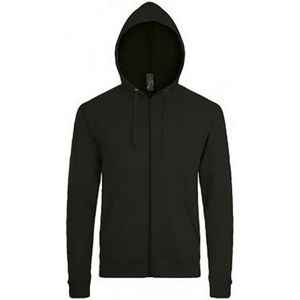 SOLS Herenstenen Ritssluiting In De Vorm Van Een Gewone Hoodie (Zwart) - Maat XL