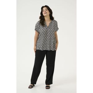Blouse met korte mouwen Regular fit Black/Moonstruck Retro Print black white
