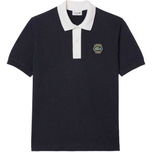 Lacoste Heren Badge Klassiek Poloshirt (Blauw)