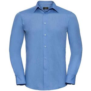 Russell Collection Heren Polycotton Easy-Care Formeel Overhemd met Lange Mouwen (Bedrijfsblauw)