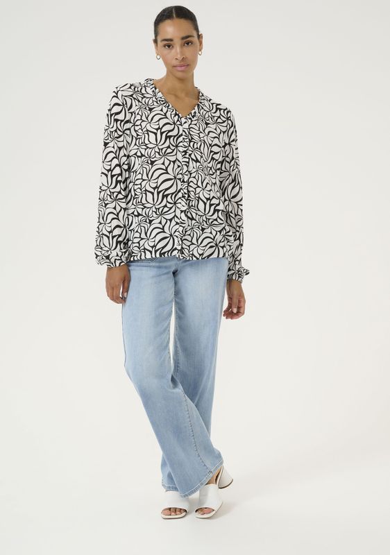 Kaffe - Blouse 'Ellen' - Zwart/Wit - Blouseshirt