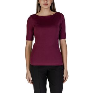 T-shirts - Paars - Boat Neck Short Sleeve Top