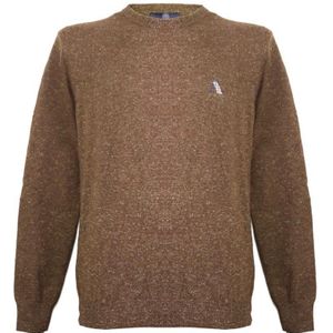 Aquascutum heren lange mouwen / crew hals knitwear jumper met logo in bruin