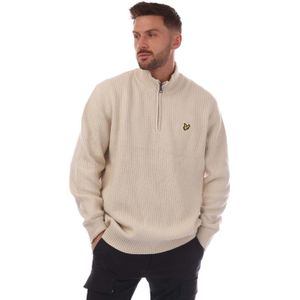 Lyle And Scott Shaker Stitch Sweater met Kwartrits in Beige voor heren
