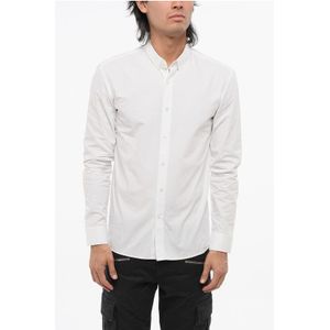 Effen poplin katoenen overhemd in wit