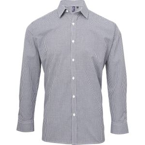 Premier Herenmicrocheck shirt met lange mouwen (Marine / Wit)