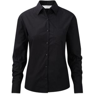 Jerzees Dames/Dames Lange Mouw Zuiver Katoenen Werkoverhemd (Zwart)