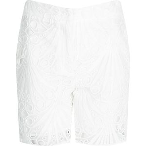Pinko - Korte Broeken - Dames - Wit - Geborduurde Shorts met Hoge Taille