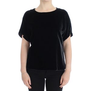 Dolce & Gabbana Zwart fluwelen damesblouse met korte mouwen