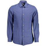 U.s. Polo Assn. - Overhemd - Blauw - Katoen - Heren - Slim Fit - Lange Mouwen