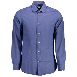 U.s. Polo Assn. - Overhemd - Blauw - Katoen - Heren - Slim Fit - Lange Mouwen