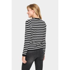 Saint Tropez - Milasz Striped Cardigan - Gebreid - Black Mila Stripe - 80% Viscose, 20% Polyamide