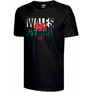 Umbro - Wales Red Dragon Flag - T-shirt - Zwart