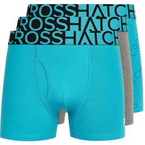 Crosshatch Heren Typan Boxershorts (Pack of 3) (Teal)