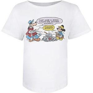 Disney Dames/dames Kampvuur Mickey Katoenen T-shirt (Wit)
