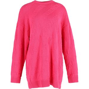 Balenciaga Getextureerde Logo Crewneck Trui In Roze Katoen