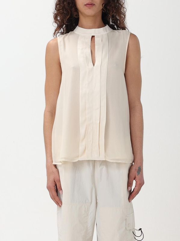 Liu Jo - Zijden Keyhole Blouse - Beige - Dames