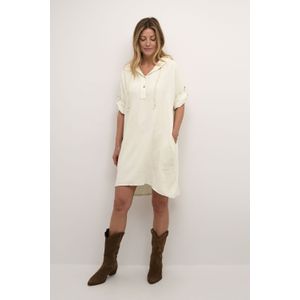 Cream - Midi-jurk - Grijs - ½ Mouwen - Verstelbare Capuchon