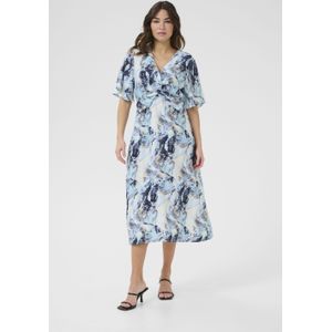Kaffe - Jasmin - Jurk - Lichtblauw / Zwart / Wit - A-lijn