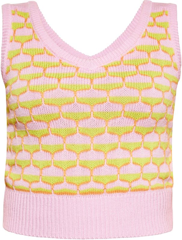 Vest - Gehaakt - V-Hals - Mouwloos - Jacquardbreisel