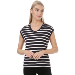 Only - Wilma - T-shirt - Marineblauw-Wit - V-hals - Korte Mouwen