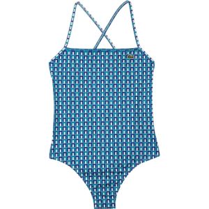 Lacoste Dames/Dames Robert George Geometrisch Eendelig Zwempak (Blauw/Wit)