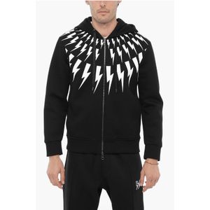 Slim Fit FAIRISLE THUNDELBOLT neopreen hoodie in zwart