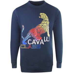 Cavalli Class - Sweatshirt - Marineblauw - Tijgerontwerp