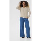 Cream - Dela - Gebreid Vest - Beige - Lange Mouw