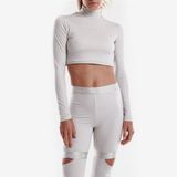 Mock Neck Crop Top met Lange Mouwen
