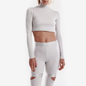 Mock Neck Crop Top met Lange Mouwen