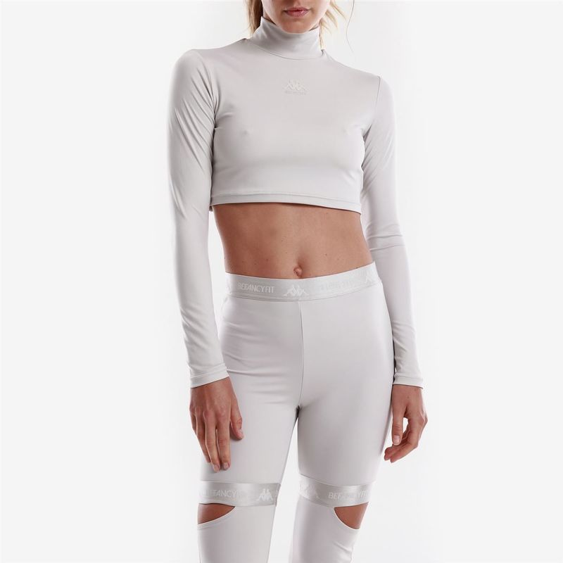 Mock Neck Crop Top met Lange Mouwen