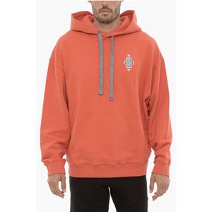 Katoenen OPTICAL CROSS Hoodie met opgestikte zak in rood