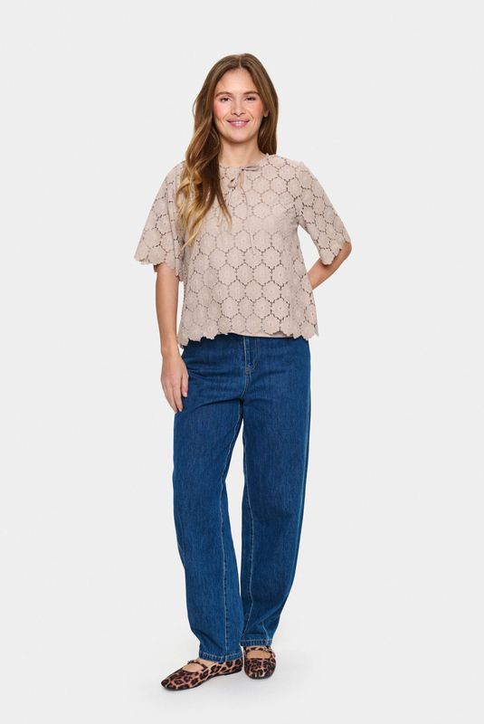 Saint Tropez, Dames, Blouses & Shirts, Beige, Maat: L