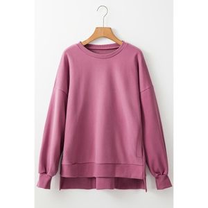 Azura Exchange Valeriaan Solide Fleece Gevoerde Drop Shoulder High Low Sweatshirt