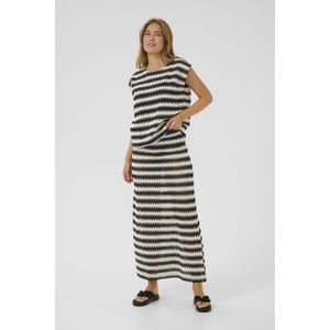 Blouse met korte mouwen Baggy fit Black/broken white lace stripe black white