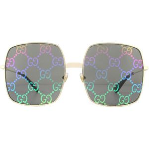 Gucci GG0414S 003 Dames Zonnebril Goudgrijs Met Multicolour Verloop Mirror | Sunglasses