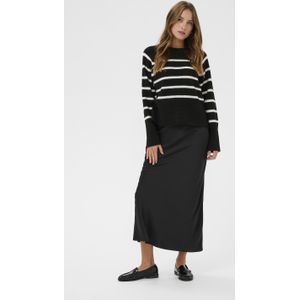 Kaffe - KAErin - Gebreide Trui - Zwart / Wit - Ronde Hals - Lange Mouwen