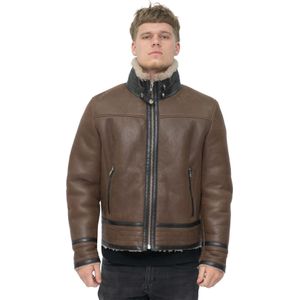 Heren - Bikerjack - Bruin - Bogota - Dubbelzijdige Schapenvacht