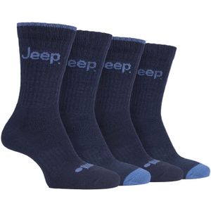Jeep - 4-pack anti-blaar luxe laarzensokken voor heren - Marine / Denim