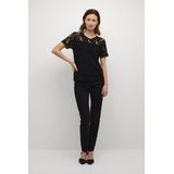 Cream - Blouse - Zwart - Kanten Top - Korte Mouwen