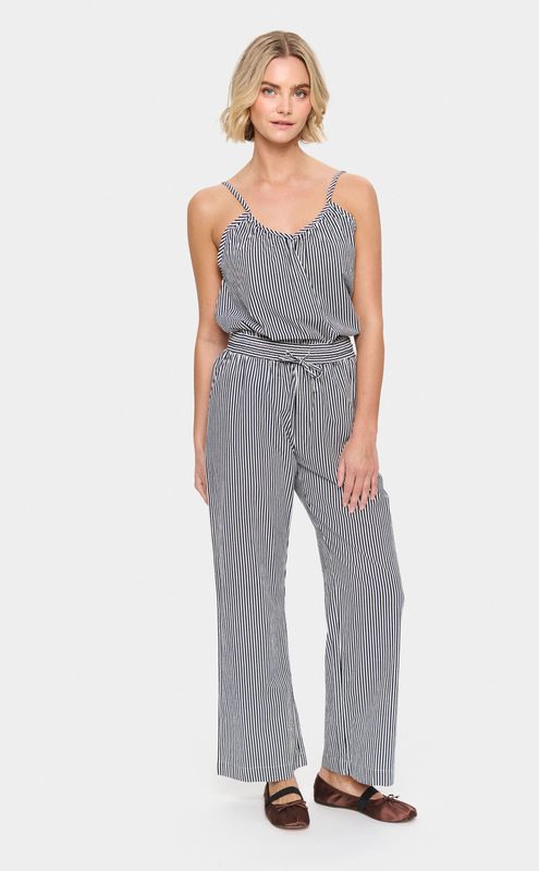 SAINT TROPEZ - Zalinda - Broek - Nachtblauw/Wit - Gestreept