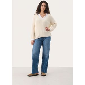 Part Two - Eggnog - Gebreide Trui - Wit - V-hals - 3/4 Mouwen