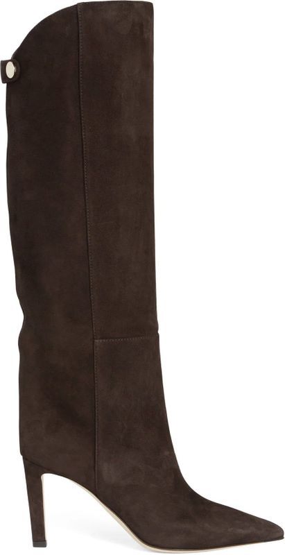 Jimmy Choo - Alizze 85 - Suède Laarzen - Bruin - Slanke Hak 85 mm