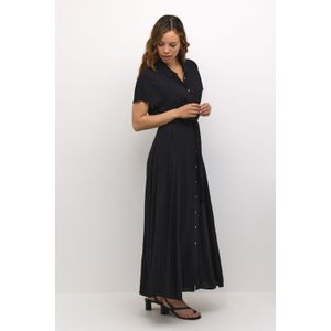 Jurk - Zwart - Feminine - Enkel Lengte - Korte Mouwen - 100% Viscose