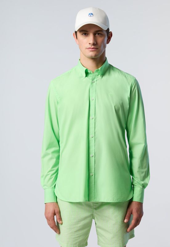 North Sails - Overhemd - Groen - Katoen - Geborduurd Logo