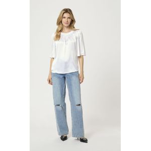 Blouse met korte mouwen Regular fit Chalk white