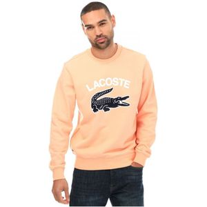 Men's Lacoste Crocodile Print Crew Sweatshirt in Orange
