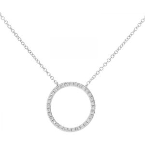 9ct witgouden 0,10 ct diamanten open ring hanger ketting met een lengte van 40,6 cm