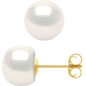 Stud Oorbellen Zoetwater gekweekte parels 89mm Natural White Yellow Gold